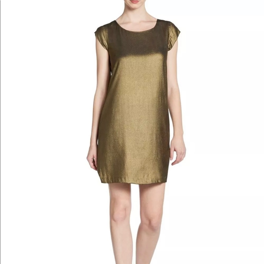 Joie Catalinda Caviar Gold Metallic Tunic Dress M